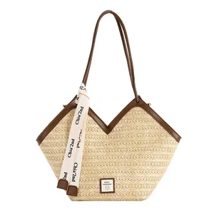 ZR785 Women Beach Bag Handbag Fashion Handmade Woven Straw Summer Messenger Crossbody Bag Girls Lady Straw Tote Bag Shopping