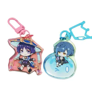 Make Your Own Design Double Side Printing Clear Charms Glitter Translucent Colorful Epoxy Custom Anime Acrylic Keychain