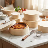 Boîte à gâteau ronde en bois pour emporter, boîte cadeau en bois pour desserts et biscuits, emballage écologique, emballage DIY