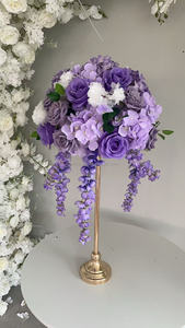 Boule de fleurs artificielles pour centre de table, boule de fleurs violettes, boules de fleurs en soie pour centre de table, décoration de mariage - Product Image 4