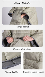 Poncho Coat Outdoor Camping Warmth Small Quilt Blanket Water-resisitant <strong>Sleeping</strong> <strong>Bag</strong> Cloak Cape with Hat for Adult Men <strong>Women</strong> - Product Image 3