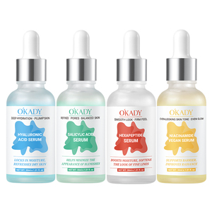 Siero Idratante Vegano OKADY Personalizzato in Stock, 30ml, con Esapeptide/Acido Ialuronico/Niacinamide/Acido Salicilico per la Cura della Pelle - Product Image 1
