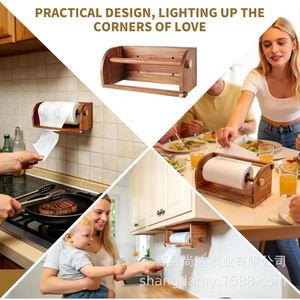 Wooden desktop <b>paper</b> towel holder for home <b>kitchen</b>, can be hung, toilet <b>paper</b> holder, <b>kitchen</b> <b>paper</b> storage rack - Product Image 2