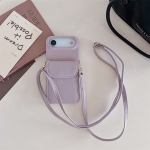 Étui de téléphone portable de portefeuille de sangle de collier de croix de poche de carte en cuir de luxe pour l'iPhone 17 Pro Max - Product Image 6