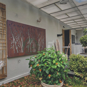 <span class=keywords><strong>Panneau</strong></span> décoratif multifonctionnel en acier Corten découpé au laser CNC, style Art Déco, durable, pour jardin, écran paysager, cloison - Product Image 2