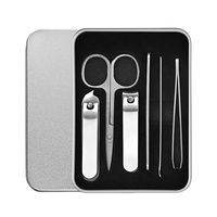 Ensemble de 6 outils de manucure, coupe-ongles et ciseaux en acier inoxydable durable, avec boîte en fer, pour usage personnel