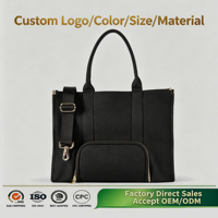 Sac fourre-tout en toile pour femmes, multi-poches, pour le travail, les voyages, l'ordinateur portable, couleur personnalisée disponible