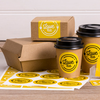 Op maat gemaakte voedselverpakkingslabel, waterdicht, mat, zelfklevend sticker voor koffieshop, bakkerij, afhaalbekers en -zakken