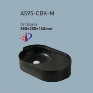 Lavabo de Cerámica Negro Nórdico para Encimera, Lavabo de un Solo Orificio, 565x355x140mm - Product Image 1