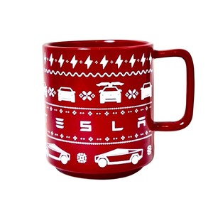 Custom Ceramic Mug With Handle Red <b>Tesla</b> Design Christmas Pattern Single Cup <b>Gift</b> Present - Product Image 5