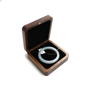 Solid Wood Jewelry <b>Box</b> Square 10.5x10.5cm <b>Black</b> Walnut Bracelet Display Storage Case - Product Image 4