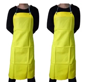 Food industry Tie on Mens Yellow PVC Apron