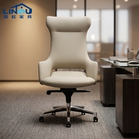 Fauteuil de Direction Ergonomique en Cuir Moderne - Chaise de Bureau Pivotante à 360° avec Base en Alliage d'Aluminium Réglable en Hauteur pour la Maison et l'Atelier