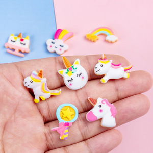 Breloques plates en résine <span class=keywords><strong>Licorne</strong></span> Arc-en-ciel Kawaii pour bijoux DIY, pinces à cheveux, fournitures pour slime, décoration de coques de téléphone - Product Image 2