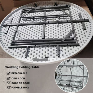 Liscio di alta qualità <span class=keywords><strong>bianco</strong></span> rotondo banchetto pieghevole <span class=keywords><strong>tavolo</strong></span> da <span class=keywords><strong>tavolo</strong></span> in <span class=keywords><strong>resina</strong></span> di plastica <span class=keywords><strong>tavolo</strong></span> per la decorazione di ristorazione di nozze - Product Image 3