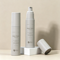 Emballage de crème cosmétique Keyo Luxury Matte Grey Essence 30ml 50ml 100ml, flacon pompe sans air en plastique rechargeable pour sérum et lotion