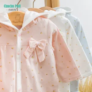 Jaket Anak-anak Katun 100% Musim Semi Musim Gugur, Mantel Luaran Bertudung untuk Bayi Pakaian Luar dengan Kancing