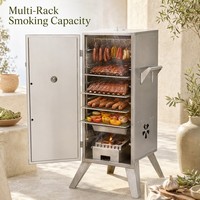 Barbecue vertical d'extérieur en acier inoxydable, fumoir à charbon de bois pour viande de boeuf, poulet, poisson