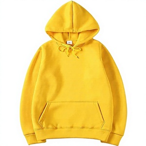 เสื้อฮู้ดสีเหลืองแบบยูนิเซ็กส์ ทรงโอเวอร์ไซส์ สีพื้น ดีไซน์กระเป๋าเสื้อ สวมใส่สบายๆ สำหรับฤดูใบไม้ร่วง ผลิตจากผ้าถักเฟรนช์เทอร์รี่ - Product Image 1