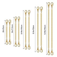 Ensemble de 10 fermoirs mousquetons double extrémité transparents plaqués, chaînes d'extension rondes pour la fabrication de colliers