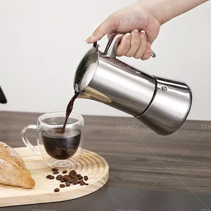 Tenrey Stovetop Espresso makinesi 6 kahve fincanları makinesi indüksiyon paslanmaz çelik Pot Pot