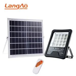 Langao O alumínio de carregamento solar do poder superior 50w 100w 200 w IP66 waterproof o projector conduzido solar exterior