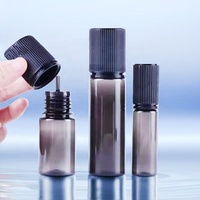 Bouteilles compte-gouttes en plastique PET transparentes noires personnalisées de 10 ml, 20 ml, 30 ml, 40 ml, 60 ml, 100 ml, 120 ml pour huiles essentielles, liquides et jus V3