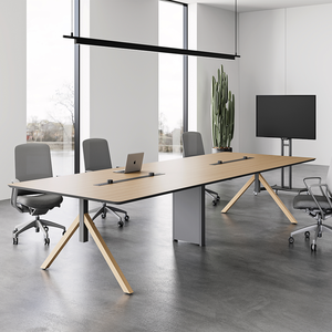 Muebles de oficina de madera personalizados para reuniones, mesa de conferencias moderna para oficina de 6 plazas - Product Image 1