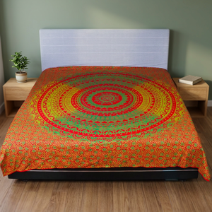 Parure de lit design en coton 100% avec motif floral imprimé à la main, comprenant une couette et des draps plats assortis, pour la décoration de chambre à coucher. - Product Image 2
