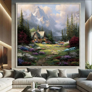 Arte de Pared con Paisaje de Cascada, Lienzo Decorativo de Bosque Tranquilo, Obra de Arte Decorativa para el Hogar, Pintura <span class=keywords><strong>al</strong></span> Óleo - Product Image 3