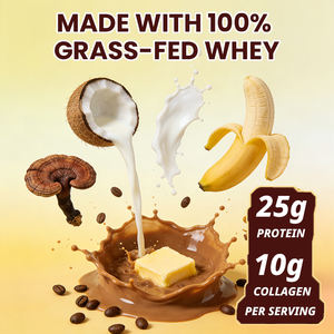 Proteína de Suero en Polvo, Café con Mantequilla, 25 g de Proteína, 10 g de Colágeno con Reishi Orgánico y Cordyceps, Polvo para Batidos de Proteína con Vaso Mezclador - Product Image 3