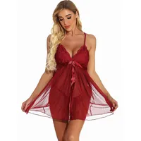 Robe de nuit Sexy pour femmes, sous-vêtement, grandes tailles xxxxl, rouge, 1 pièce