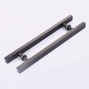 Alta calidad 304 Vidro de aco inoxidavel preto <span class=keywords><strong>fosco</strong></span>/puxador de porta de madeira - Product Image 1