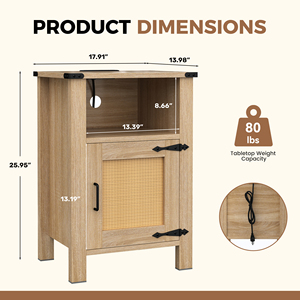 Mueble Auxiliar Moderno de Madera con 2 Cajones, Puerta Reversible, Orificio para Cables, Soporte Estable, para Apartamento, Dormitorio, Entrada - Product Image 6