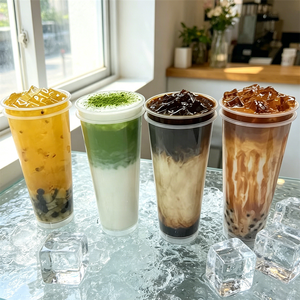 แก้วพลาสติกใสขนาด 700 มล. แบบจำลองแก้วชานมไข่มุก 4 แบบ ซ้อนกันเป็นชั้นๆ  แบบจำลองเครื่องดื่มเสมือนจริง  พร้อมผลไม้และน้ำแข็ง - Product Image 2
