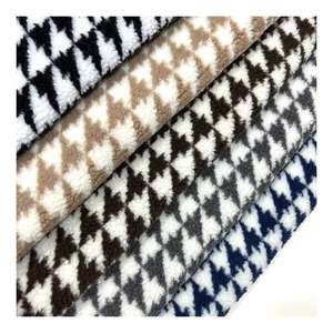 Poliéster Jacquard Sherpa Pequeña Fragancia Estilo Thousand Bird Checker Classic Plaid Ropa <span class=keywords><strong>Abrigo</strong></span> Tela <span class=keywords><strong>de</strong></span> felpa - Product Image 1