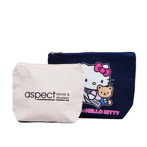 Pochette de voyage cosmétique réutilisable écologique avec logo personnalisé, petite, en coton lavable, avec fermeture éclair, portable, pliable, en toile, avec pompons - Product Image 6