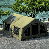 17.2 vente chaude Glamping vert gonflable air tente de camping en plein air avec 10 personnes