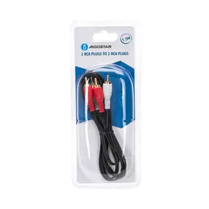 Cable de audio 2RCA a 2RCA, 1,5 m, color negro, ideal para conectar equipos de audio y video para una transmisión de sonido. - Product Image 2