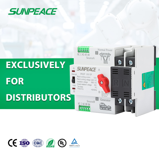 Dual Power Automatic Transfer Switch 2P 2 Pole 3Pole 4 Pole 63A 100A ATS AC 220V Circuit Breaker PC Type