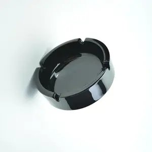 丸型ブラック/透明クリスタルガラスアッシュトレイ