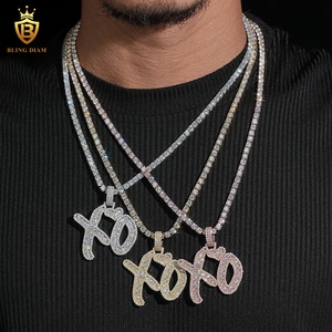 Colgante Personalizado de Letras <span class=keywords><strong>XO</strong></span> de Joyería Hip Hop de Moda con Moissanita VVS de Plata 925, Pasa el Probador de Diamantes - Product Image 5