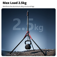 Ambitful GM220 Pro Reverse Folding Light Stand, Tripod Fotografi Portabel dengan Kunci Putar dari Paduan Aluminium untuk Lampu LED Studio.