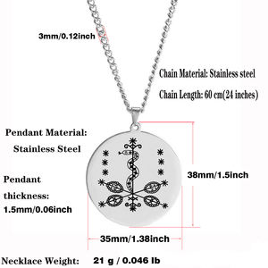 HLSS331 Veve simbol Sigil pesona perhiasan Vodou Lwa Loa jimat jimat baja nirkarat liontin kalung Ti Jean Petro Voodoo - Product Image 3
