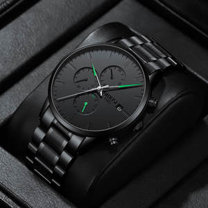 Montre de luxe haut de gamme pour homme - Style minimaliste noir, multifonction, étanche, lumineuse, à quartz - Product Image 1