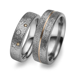 Bagues Alin Bijoux Surface rugueuse avec diamants brillants Bagues de fiançailles en tantale Bandes de mariage pour <span class=keywords><strong>couple</strong></span> - Product Image 5