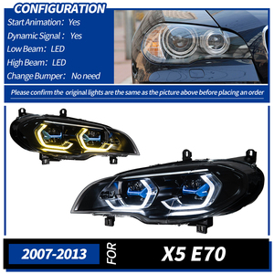 Faros Delanteros AKD para BMW X5 E70 2007-2013, Conjunto Completo de Faros, Actualización de Faros LED, Nueva Lente de Proyector Láser Frontal - Product Image 6
