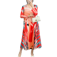 Nouvelle collection Printemps 2025 Miyake – Robe midi décontractée imprimée haut de gamme pour femme, plissée, élégante, grande taille, avec décoration froncée