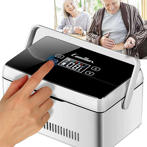 Draagbare <span class=keywords><strong>mini</strong></span>-vriezer met onderaan geplaatste vriezer, reiskoffer, digitale thermostaat (0-18 LCD display), op batterijen, voor gebruik in auto en hotel - Product Image 1