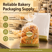 Sacs à pain en LDPE transparent de qualité alimentaire imprimés sur mesure, emballages en plastique pour pain en paine, pour boulangerie commerciale